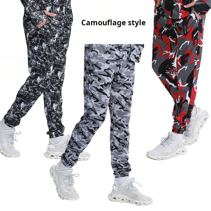 Manufacturers catch fish new ice silk fishing pants men's camouflage sunscreen pants shrink leg breathable stretch pants - SURPHY